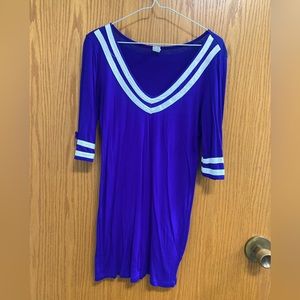 Women’s blue sailor-style royal blue dress with white details